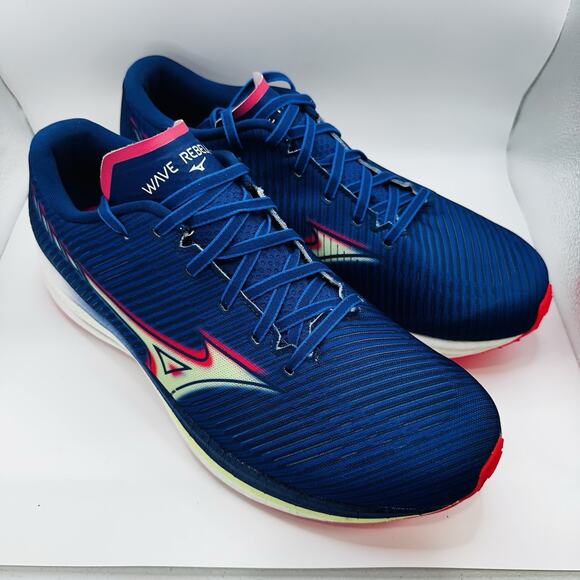 Size 12 - Mizuno Wave Rebellion Men’s Running Shoe Blue/Paradise Pink (Used) - Picture 3 of 10